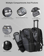 Vacuum Rolling Backpack with Vacuum System, Built-in Pump and Charging Port, Carry On Luggage with Vacuum Seal Bag, Wheels, Travel Suitcase with Vacuum Compression Bag for 17" Laptop