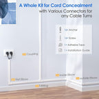 Yecaye Cord Hider, 125In Cord Covers for Wall Mounted TV, White Cable Management Kit, Wire Hiders and Concealer for 3 Cords on Wall, W0.98in H0.51in, White