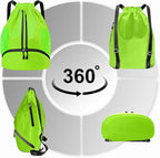 Hoedia Sports Drawstring Backpack - String Swim Gym Bag with Shoes Compartment and Wet Proof Pocket for Women&Men (Green)
