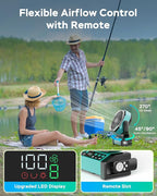 LED Lantern with Camping Fan, 20000mAh Rechargeable Battery Operated Fan, 112H Max Cooling Time, 8 Speeds, Digital Display, Remote Control, 270°Pivot with Hook for Tent Car RV Power Outage Hurricane