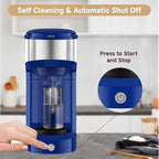 Single Serve Coffee Maker, 2 in 1 Brewer for K Pod & Ground Coffee, 90s Rapid Brew 6 to 14oz Capacities with Auto Shut Off, Small Compact Design for Home Office Travel Camping (Dark Blue)