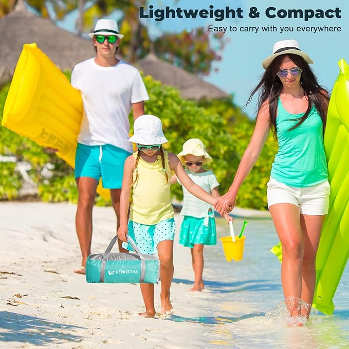 Venustas Beach Tent Sun Shelter for 3/4-5/6-7/8-10 Person, UPF 50+ UV Protection Beach Canopy, Lightweight and Easy Setup Cabana, Portable Shade Tent