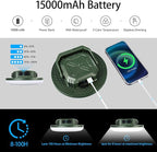 VAVOFO 15,000mAh 4000LM LED Camping Lantern Rechargeable, 3 Lighting Modes Portable Tent Light with Magnet, IP65 Waterproof Hanging Light for Emergencies, Power Outages ,Hurricane(Green)