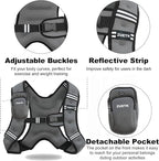 Weighted Vest, 6lb/8lb/12lb/16lb/20lb/25lb/30lb Weight Vest with Reflective Stripe, Weighted Vest for Men Women Workout Equipment for Strength Training, Running, Jogging, Fitness, Weight Loss