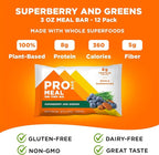 PROBAR - MEAL Bar, Superberry & Greens, Non-GMO, Gluten-Free, Healthy, Plant-Based, Whole-Food Ingredients, Natural Energy (12 Count)