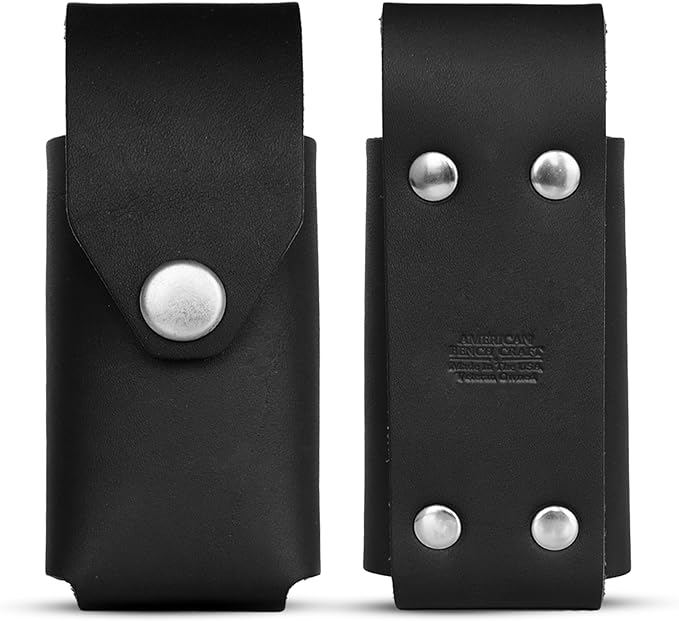 Leather Multitool Sheath Compatible with Leatherman Wave and Wave Plus, Ultra Durable Full Grain Leather Tool Holder, Multi Tool Holster for Belt, Solid Brass Rivets - Belt Accessories for Men - Black