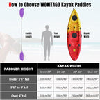 Kayak Paddle Carbon Fiber Shaft and Reinforced Nylon Blade, Adjustable Kayaking Oars, 3 Piece, 230-250 cm/90-98 Inches,210-230 cm/82-90 inches