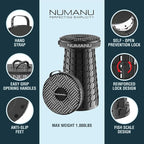 NUMANU 2PACK 2026 Upgraded XXL Collapsible Stool 19.7", 1000lbs Max Weight, Wider & Taller Pop Up Seat, Heavy Duty Portable Retractable Folding Chair or Travel Foot Rest, Gift for Camping & Outdoors