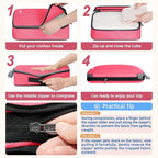 BAGAIL 4 Set/6 Set/8 Set Compression Packing Cubes Travel Accessories Expandable Packing Organizers (Cloth Pattern, 4-Coral)