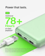 Belkin Portable Charger, USB-C Power Bank 20000 mAh w/ 2X USB-A Ports, 15W w/Type-A to Type-C Cable for iPhone 17, Air, Pro, Samsung Galaxy S25, iPad, Nintendo Switch 2, Google Pixel 10, etc. - Green