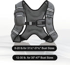 Weighted Vest, 6lb/8lb/12lb/16lb/20lb/25lb/30lb Weight Vest with Reflective Stripe, Weighted Vest for Men Women Workout Equipment for Strength Training, Running, Jogging, Fitness, Weight Loss