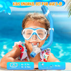 Kids Snorkel Set, Dry Top Snorkeling Gear for Kids, Diving Mask for Youth Boys Girls Age 5-15, Tempered Glass Swimming Goggles Combo Set, Anti-Fog Panoramic View Kids Snorkel Set