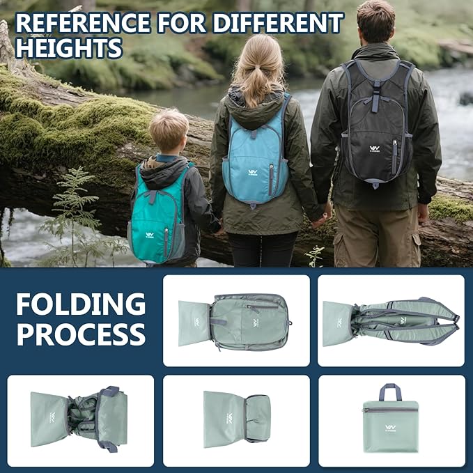 15L Hiking Backpack - Small Lightweight Packable Daypack Travel Outdoor Foldable Shoulder Bag Camping Hiking Backpack for Women Men - Grey