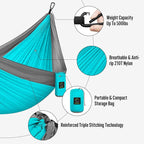 Grassman Camping Hammock Double & Single Portable Hammock with Tree Straps, Lightweight Nylon Parachute Hammocks Camping Accessories Gear for Indoor Outdoor Backpacking, Travel, Hiking, Beach
