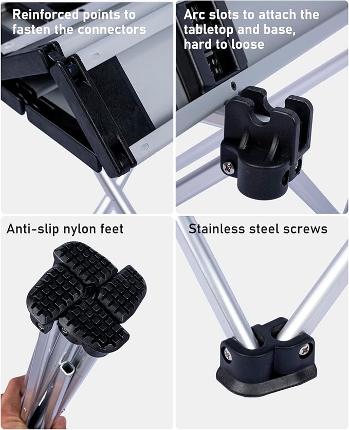 iClimb Ultralight Compact Camping Folding Table with Carry Bag (Black - L)