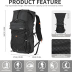 Hiking Backpack for Men and Women, 30L Waterproof Camping Backpack with 3L Water Bladder and Rain Cover, Lightweight Outdoor Sport Travel Daypack Rucksack for Climbing Cycling (Black)