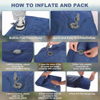 Camping Sleeping Pad with Pillow: Extra Thick 4.7 Inch Ultra-Light Self Inflating Air Mat, Portable Waterproof Inflatable Sleep Mattress with Built-in Foot Pump for Outdoor Traveling (Navy Blue)