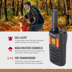 Cobra RX180 Walkie Talkies (2-Pack) – Lightweight, Easy-to-Use Compact Two Way Radios Long Range, 22 Preset Channels, NOAA Weather Alerts, VOX Feature, LED Flashlight (Orange/Black)