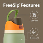 Owala FreeSip Insulated Stainless Steel Water Bottle with Straw, BPA-Free Sports Water Bottle, Great for Travel, 32 Oz, Camo Cool