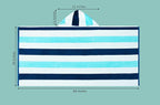 COTTON CRAFT Hooded Beach Towel – Oversized 39 x 68 Towel with Hood for Adults - 100% Ringspun Cotton Velour Terry Towel - 450 GSM - Super Soft Plush Absorbent Quick Dry Bath Wrap – Cabana Stripe Blue
