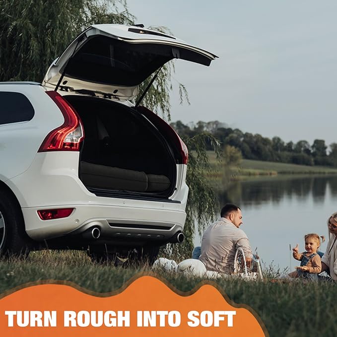 Car Air Mattress Bed: Inflatable Back Seat Air Mattress for Car, Thickened Camping Sleeping Pads with 2 Pillows & Air Pumps, Fits Sedan/Truck/SUV, Black