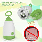 Kids Camping Lantern & Night Light Battery Powered (AAA Included), 360° Eye-Safe Light, IPX4 Waterproof with RGB Modes Portable for Outdoor, Emergency & Bedtime, Gift for Children (Green)