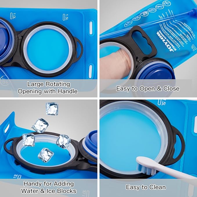 JOYHILL TPU Hydration Bladder,1.5L 2L 3L Water Bladder for Hiking Backpack BPA Free Leak Proof Hydration Pack