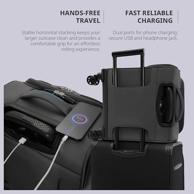 Verage Underseat Carry On Luggage with Wheels & USB Port,14 inch Wheeled Spinner Bag Carry-on Luggages for Airlines, Lightweight Suitcase Men Women, Pilots and Crew (14.5-Inch Plus Underseat Pro)