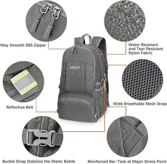 G4Free 40L Lightweight Packable Hiking Backpack, Waterproof Travel Daypack
