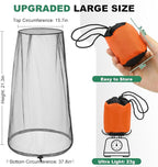 2 Pack Premium Mosquito Head Nets with Drawstring, Breathable Ultra Large Bug Net for Head, Mosquito Net Hat for Men and Women, Universal Fit for Hats, Essential for Outdoor Activities Black