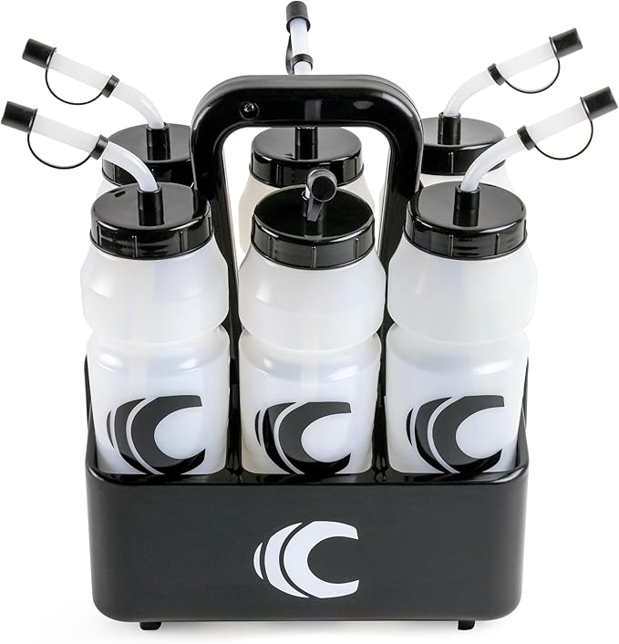 Cannon Sports 1 Liter Sports Water Bottle, BPA-Free, 34 Oz Capacity, Large Mouth, 2 lids (Straw and Squeeze) with Carrier, Great For Helmet Sports Such As Hockey, Lacrosse, Football, Boxing (Clear)