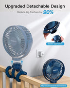 FRIZCOL 12000mAh Portable Stroller Fan, Use As Power Bank, 65H Battery Operated Fan Flexible Tripod Clip On Fans, Detachable Personal Handheld Baby Fans for Stroller, Car seat, Desk, Treadmill (Blue)