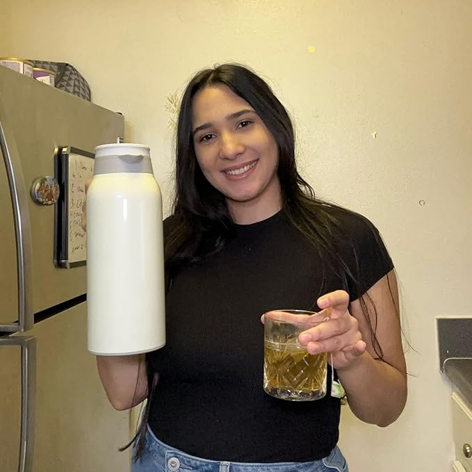 GiNT 51 Oz Stainless Steel Thermal Coffee Carafe, Double Walled Vacuum Insulated Flask, 12 Hour Heat Retention, 1.5 Liter Tea, Water, and Coffee Dispenser (Upgraded version White)