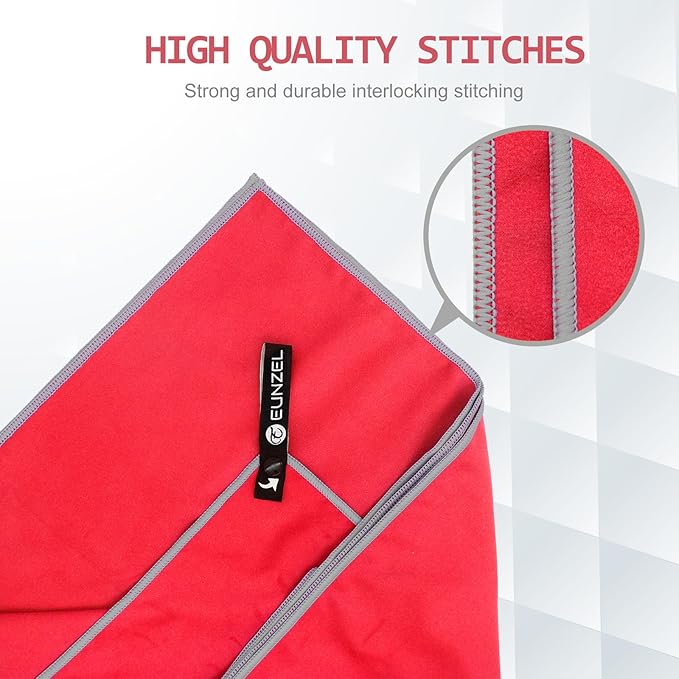 Eunzel Quick Dry Camping Towel, Microfiber Travel Towel 3 Size at 1 Pack,Fast Drying Towel Set for Camping, Beach, Gym, Sports, Yoga & Swimming Pool, Red