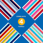 Ben Kaufman Joey Velour Colored Classic Multi-Color Stripe Beach & Pool Towel - Large Cotton Towel - Soft & Absorbant - Assorted Colors - 32” x 62” - 4 Pack