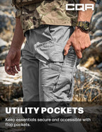 CQR Men's Tactical Pants, Water Resistant Ripstop Cargo Pants, Lightweight EDC Work Hiking Pants, Outdoor Apparel