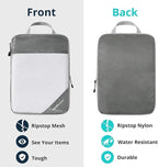 7 Set Compression Packing Cubes for Travel - Compressible, Lightweight, and Space-Saving Packing Cubes, Travel Essentials for Women, Grey