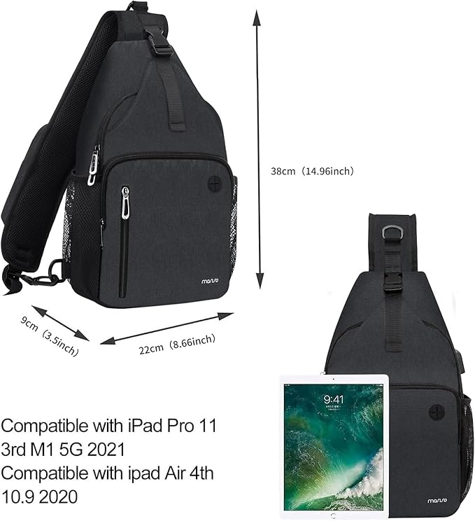 MOSISO Sling Backpack Bag, Crossbody Shoulder Bag Travel Hiking Daypack Chest Bag with Front Square Pocket&USB Charging Port