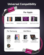 USB C to USB C Cable 60W [2Pack 3FT], USB C Fast Charging Cable for Car Durable Braided iPhone USB Type C Cable USBC to USBC Cord for iPhone 17/16/15/Pro Max/Plus, Samsung Galaxy S23 and More-Rose Red