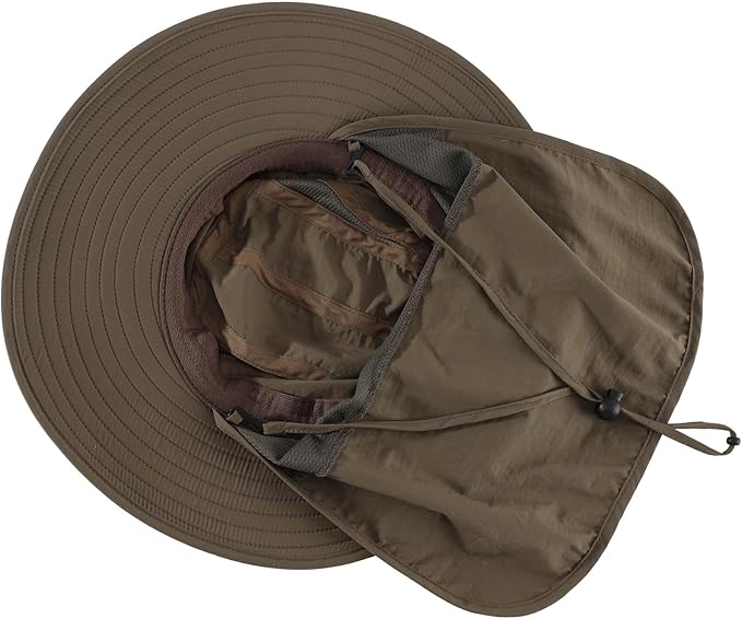 Home Prefer UPF 50+ Mens Wide Brim Fishing Hat with Neck Flap Sun Hat for Men Women Sun Protection Cap