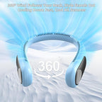 Portable Neck Fan,Personal Wearable Bladeless Fan,LED Display,4-Speeds,6000mAh USB Rechargeable,360° Strong Cooling Wind,Hands Free,Long Lasting,Birthday Gifts for Men Women Dad Mom (Light blue)