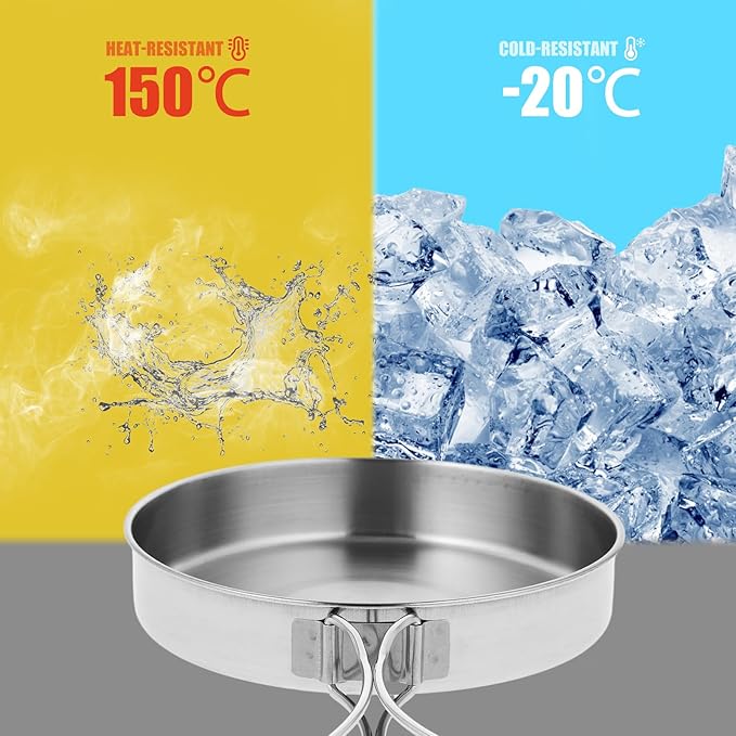 IMIKEYA Camping Cookware Pot, Portable Stainless Steel Camp Cook Pan, Lightweight Stackable Camping Pots for Outdoor Backpacking Hiking Picnic(5.82inch)