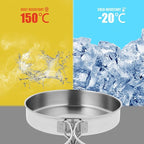 IMIKEYA Camping Cookware Pot, Portable Stainless Steel Camp Cook Pan, Lightweight Stackable Camping Pots for Outdoor Backpacking Hiking Picnic(5.82inch)