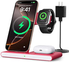2026 Wireless Charger for Apple and Android Charging Station,3 in 1 Fast Max Charging for iPhone 16 15 14 13 12 Pro Max Plus, Apple Watch Series & Air pods 4 3 2 Pro, Android Samsung Galaxy Series
