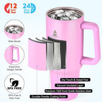 40 oz Tumbler with Handle and Straw or Convert to 40 oz Insulated Water Bottle Fits in Cup Holder. Stainless Steel Metal Water Flask with 2 Lids for Travel,Camping,Gym Sports Coffee Mug Thermal Cup