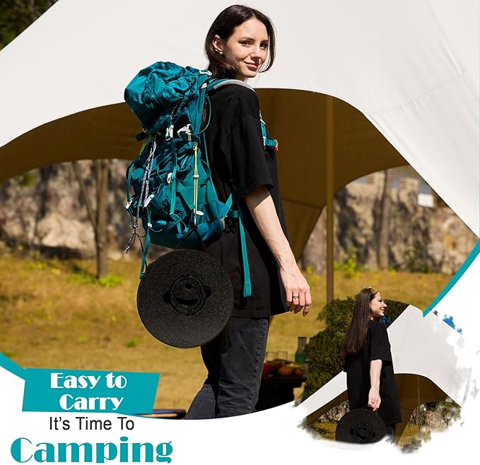 19.7” Heavy Duty Collapsible Stool with Cushion - Portable, Foldable Camping Stool for Adults, Max Capacity 1000lbs