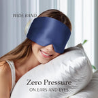 Zenssia 100% Mulberry Silk Sleep Mask Eye Mask for Man and Woman with Adjustable Headband, Full Size Large Sleep Mask & Blindfold for Total Blackout for All Night Sleep, Travel & Nap-Dark Blue