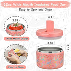 12oz Insulated Vacuum Food Jar with Buckle Lid Wide Mouth Soup Thermo for Hot Food Kids Leakproof Stainless Steel Lunch Container (mermaid)
