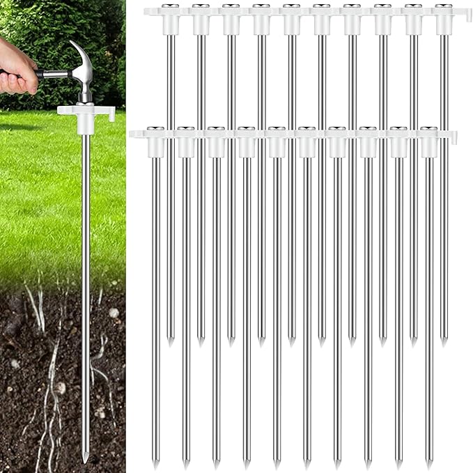 Shimeyao 10" Tent Stakes Camping Heavy Duty Stakes Bulk Metal Ground Pegs Camping Spikes Galvanized for Outdoor Pitching Canopy