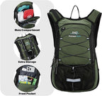 15L Insulated Hydration Backpack Pack with 2L Water Bladder Lightweight Hiking Backpack Bag for Women Men Daypack for Hiking Running Festival Camping Biking